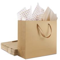 Sacos de presente Plauthus Kraft Paper, pacote com 12, marrom, 32x11x28 cm