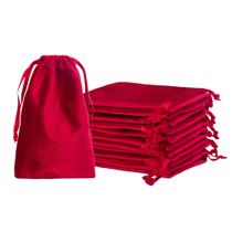 Sacos de presente QIANF 12 peças de veludo vermelho, 10 x 15 cm, cordão