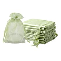 Sacos de presente QIANF 20 peças de organza verde claro 10x15 cm