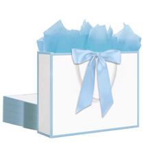 Sacos de presente QIELSER brancos com alças 32x11.5x25cm com fita Sacos de presente QIELSER brancos com alças 32x11.5x25cm com fita