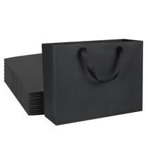 Sacos de presente QIELSER Kraft Paper Black 16x15x30cm (pacote com 24) Sacos de presente QIELSER Kraft Paper Black 16x15x30cm (pacote com 24)