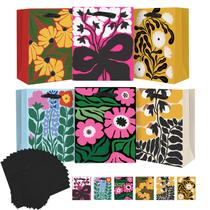 Sacos de presente qiqee Blooming Flowers, tamanho médio, 6 peças com lenço de papel