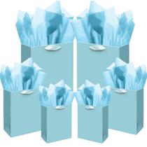 Sacos de presente qiqee Lake Blue com papel de seda, 10 unidades em tamanhos variados Sacos de presente qiqee Lake Blue com papel de seda, 10 unidades em tamanhos variados