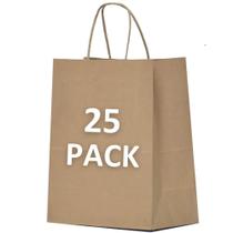 Sacos de presente Qutuus Kraft Large com alças 25 peças 26x13x33cm marrons