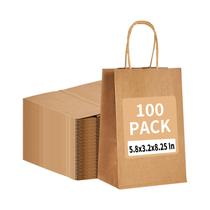 Sacos de presente RACETOP Brown Kraft Paper, pacote com 100 unidades 15x8x21cm