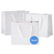 Sacos de presente Ronvir 22x10x18 cm, papel branco com alças, 25 unidades