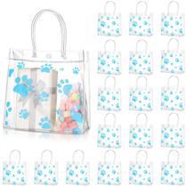 Sacos de presente, sacola de PVC transparente para cães, 20 pacotes de 20 x 20 x 8 cm, azul