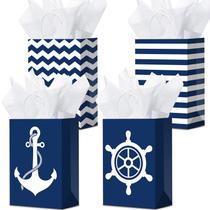 Sacos de presente Sepamoon, pacote com 16 sacos de papel para festas náuticas, 21x15x8 cm