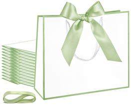 Sacos de presente Silkfly Thank You 12x10x4" com alça, 12 peças brancas