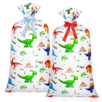 Sacos de presente Teling Dinosaur Plastic, 2 peças de 100x180cm com fitas