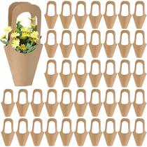 Sacos de presente Tergy Kraft Paper Flowers Brown, 50 pacotes de 35 cm