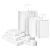Sacos de presente Toovip White Kraft Paper com alças, pacote com 90