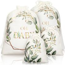 Sacos de presente Tudomro Baby Shower Greenery Print em tela 4 peças Sacos de presente Tudomro Baby Shower Greenery Print em tela 4 peças