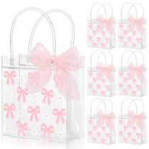 Sacos de presente Whaline Pink Bow Clear PVC 12 unidades para lembrancinhas Sacos de presente Whaline Pink Bow Clear PVC 12 unidades para lembrancinhas