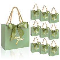 Sacos de presente Whaline Thank You Paper com laço verde sálvia x50
