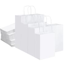 Sacos de presente woric 120 unidades Sacos de papel branco com alças de 4 tamanhos Sacos de presente woric 120 unidades Sacos de papel branco com alças de 4 tamanhos