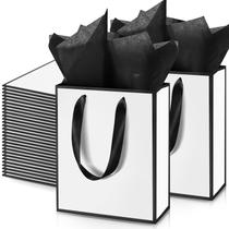 Sacos de presente Yeeqee Metallic com alça e papel de seda, pacote com 50 Sacos de presente Yeeqee Metallic com alça e papel de seda, pacote com 50