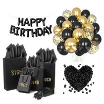 Sacos de presente YIXAXKAO 5 Senses Birthday Decor for Him (ouro preto)