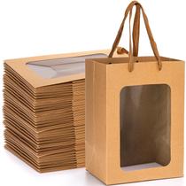 Sacos de presente ZENFUN Brown Kraft com alças, 30 pacotes de 25x18x13cm