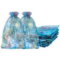 Sacos de presente Zwish Organza Blue Coralline 20x30cm, pacote com 50