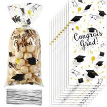 Sacos de presentes Blulu Graduation Cellophane 100 peças com gravatas giratórias Sacos de presentes Blulu Graduation Cellophane 100 peças com gravatas giratórias