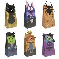 Sacos de presentes de Halloween Haobell 24 peças com adesivos 23x12x8 cm