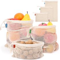 Sacos de produtos reutilizáveis ENPOINT, pacote com 6 algodão lavável Sacos de produtos reutilizáveis ENPOINT, pacote com 6 algodão lavável