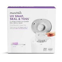 Sacos de recarga de balde de fraldas Munchkin UV Snap, Seal & Toss, comporta 600 fraldas, 20 unidades