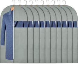 Sacos de roupas pendurados Sacos de terno (conjunto de 10) Capa protetora contra poeira Bolsa respirável para armazenamento de roupas no armário ou viagem - cinza 61 x 48" cinza 24x48 cinza 24x48