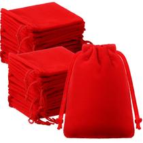 Sacos de veludo com cordão, bolsas de joias, 7 x 9 cm, 100 unidades vermelhas Sacos de veludo com cordão, bolsas de joias, 7 x 9 cm, 100 unidades vermelhas