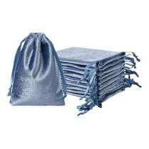Sacos de veludo com cordão QIANF 10 x 15 cm, azul empoeirado, 12 unidades