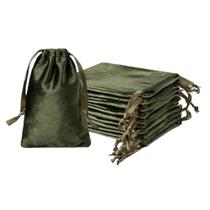 Sacos de veludo com cordão QIANF 10x15cm verdes 12 unidades