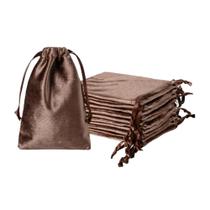 Sacos de veludo com cordão QIANF Brown 10x15 cm 12 unidades