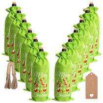 Sacos de vinho EVRWO Green Burlap 12 peças com etiquetas e cordas Sacos de vinho EVRWO Green Burlap 12 peças com etiquetas e cordas