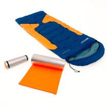 Sacos Dormir NTK -3,5C Azul/Laranja ou Verde/Cinza + Isolante Térmico Camping Trilha Kala/Nautika
