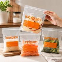 Sacos Herméticos Reutilizáveis 18x23cm Kit 50 Unidades Zip Lock Armazenar Alimentos Freezer Cozinha Alta Durabilidade Sacos Herméticos Reutilizáveis 18x23cm Kit 50 Unidades Zip Lock Armazenar Alimentos Freezer Cozinha Alta Durabilidade