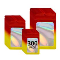 Sacos holográficos resseláveis Mylar Funnyleaf, pacote 300, 3 tamanhos