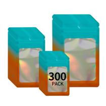 Sacos holográficos resseláveis para armazenamento de alimentos Mylar, pacote com 300