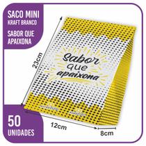 Sacos Kraft Branco Sabor Que Apaixona (12x8x23) 50 Unidades - Dalpack Embalagens