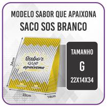 Sacos Kraft Branco Sabor Que Apaixona G (22x14x34) - 50 Unidades - Dalpack Embalagens