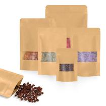 Sacos Kraft Larzack com janela 12x20 cm, marrons, 450 ml, 50 unidades