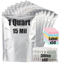 Sacos Mylar para armazenamento de alimentos de 1 litro (30 unidades) com absorvedores de oxigênio Sacos Mylar para armazenamento de alimentos de 1 litro (30 unidades) com absorvedores de oxigênio
