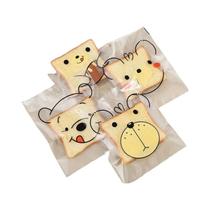 Sacos OPP Autoadesivos De Urso De Desenho Animado 100PCS Embalagem De Alimentos Para Donuts