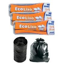 Sacos p/ Lixo Preto 100L/20Kg Reforçado 3 Rolos c/ 25u Sacos p/ Lixo Preto 100L/20Kg Reforçado 3 Rolos c/ 25u