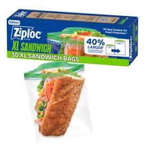 Sacos para Armazenamento de Alimentos Ziploc XL para Sanduíches 30 Unidades Sem BPA Sacos para Armazenamento de Alimentos Ziploc XL para Sanduíches 30 Unidades Sem BPA