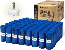 Sacos para Coleta de Fezes de Cachorro Gorilla Supply - 1000 Unidades com Dispensador Azul