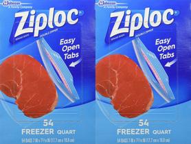 Sacos para freezer Ziploc Quart, 54 unidades (pacote com 2) Sacos para freezer Ziploc Quart, 54 unidades (pacote com 2)