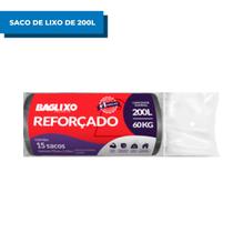 Sacos Para Lixo Preto 200 Litros Reforçado Rolo com 15 Unidades Grande Resistente Para Casa Banheiro