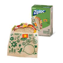 Sacos para Sanduíche Ziploc de Papel Reciclável com Fecho 50 unidades