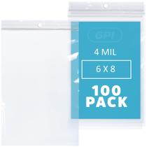 Sacos plásticos com zíper GPI POLY 6x8cm com orifício para pendurar 4 mil e 100 unidades